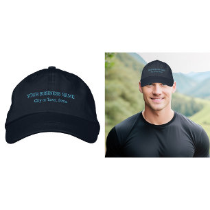 Business Text Embroidered on Navy Cap