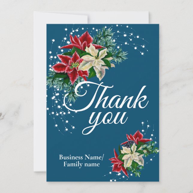 Business Thank You Appreciation Floral Blue (Front)
