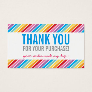 BUSINESS THANK YOU bright colourful rainbow stripe