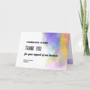 Business Thank You Bright Colourful Watercolor  Card