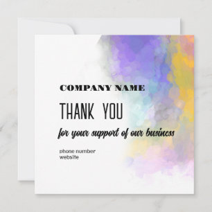 Business Thank You Card Bright Colourful Art