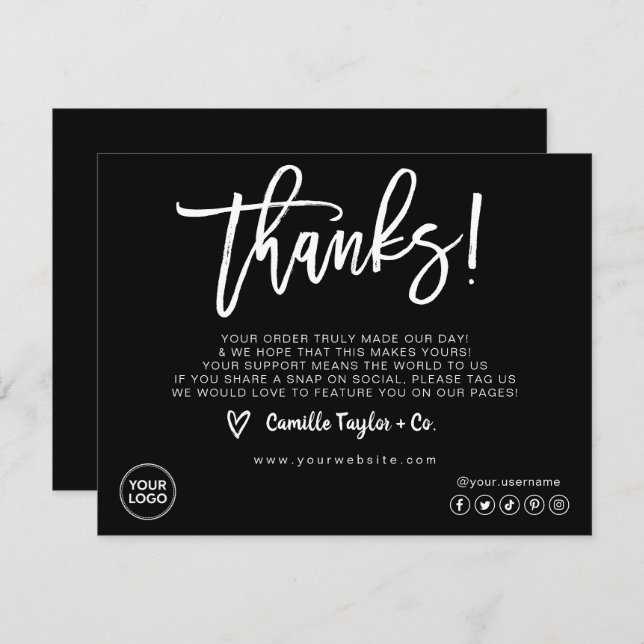 Business Thank You Card / Package Product Insert (Front/Back)