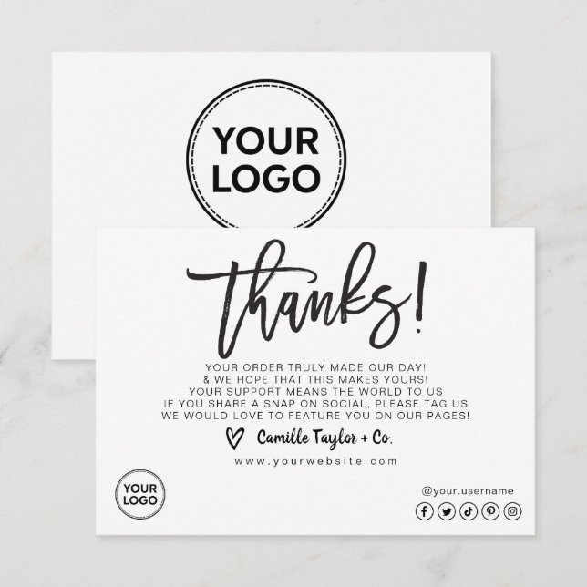 Business Thank You Card / Package Product Insert (Front/Back)
