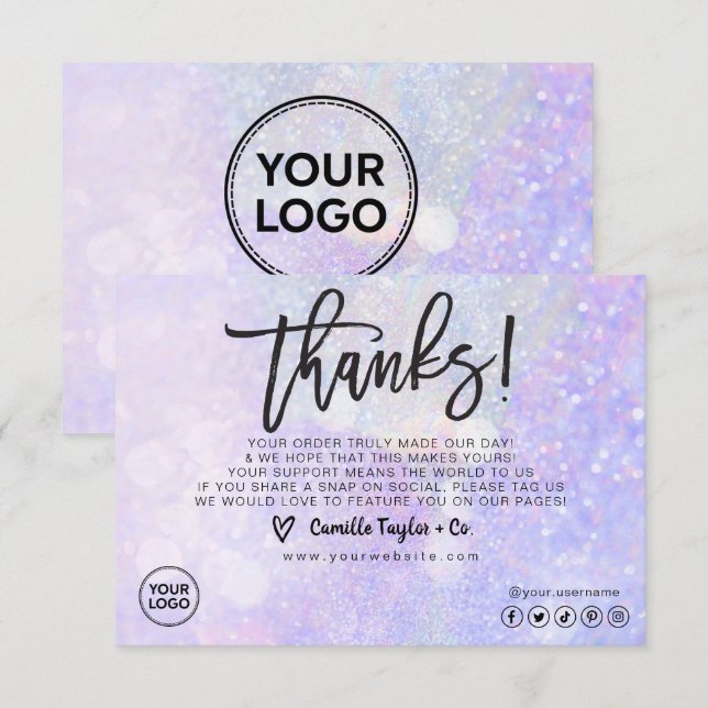 Business Thank You Card / Package Product Insert (Front/Back)