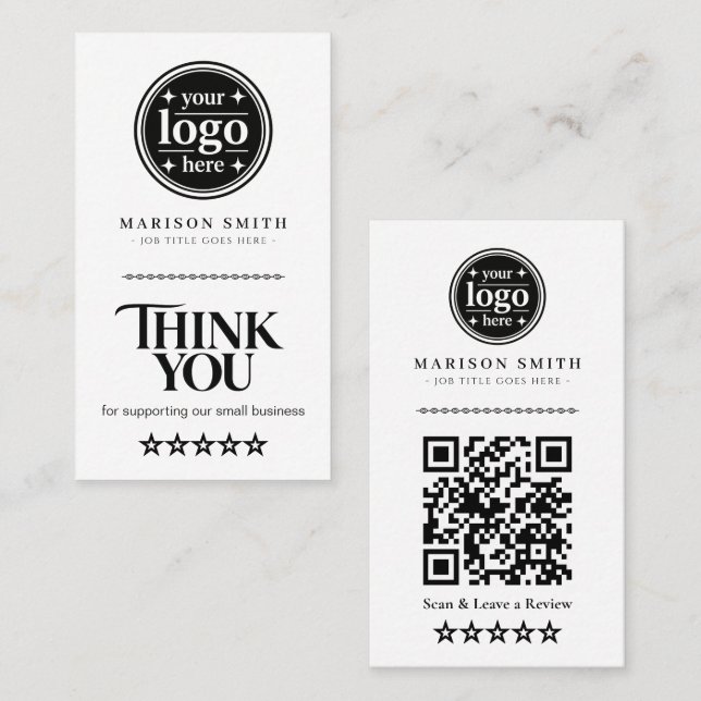 Business Thank You Card with QR Code Review  (Front/Back)