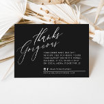 BUSINESS THANK YOU chic calligraphy black reverse<br><div class="desc">by kat massard >>> WWW.SIMPLYSWEETPAPERIE.COM<<< Send and extra special THANK YOU message with style and pizzazz for your customers. Add your logo on the back and even had write a personal note - great, professional customer service that will keep them coming back! TIPS 1. To resize / reposition the photo...</div>