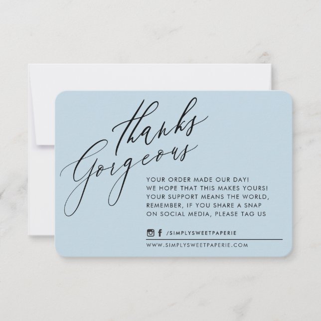 BUSINESS THANK YOU chic calligraphy duck egg blue (Front)