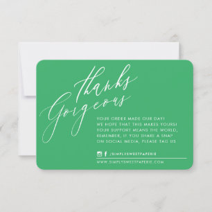 BUSINESS THANK YOU chic calligraphy green reverse Card