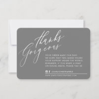 BUSINESS THANK YOU chic calligraphy grey reverse
