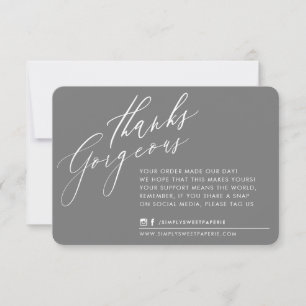 BUSINESS THANK YOU chic calligraphy grey reverse Card