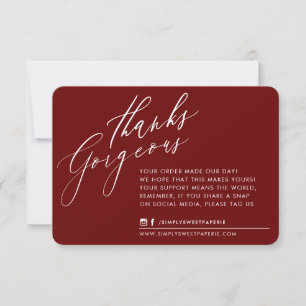 BUSINESS THANK YOU chic calligraphy maroon red Card