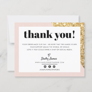 BUSINESS THANK YOU chic glam gold blush pink LOGO Card