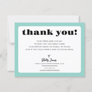 BUSINESS THANK YOU chic logo modern mint green Card