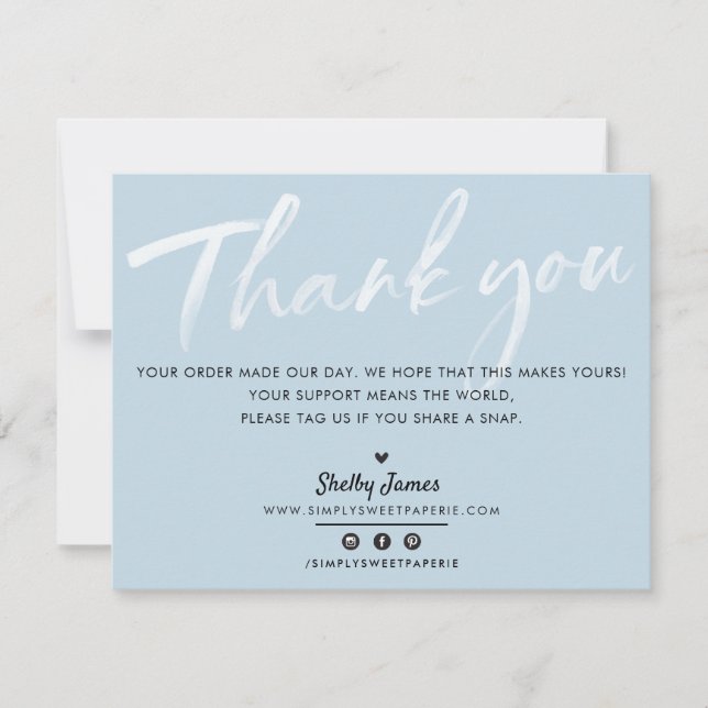 BUSINESS THANK YOU chic modern baby blue white ink (Front)