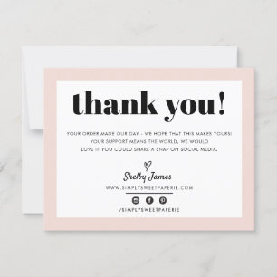 BUSINESS THANK YOU chic modern blush pink LOGO Card