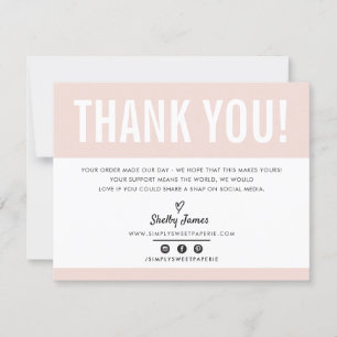 BUSINESS THANK YOU chic modern blush pink LOGO Card