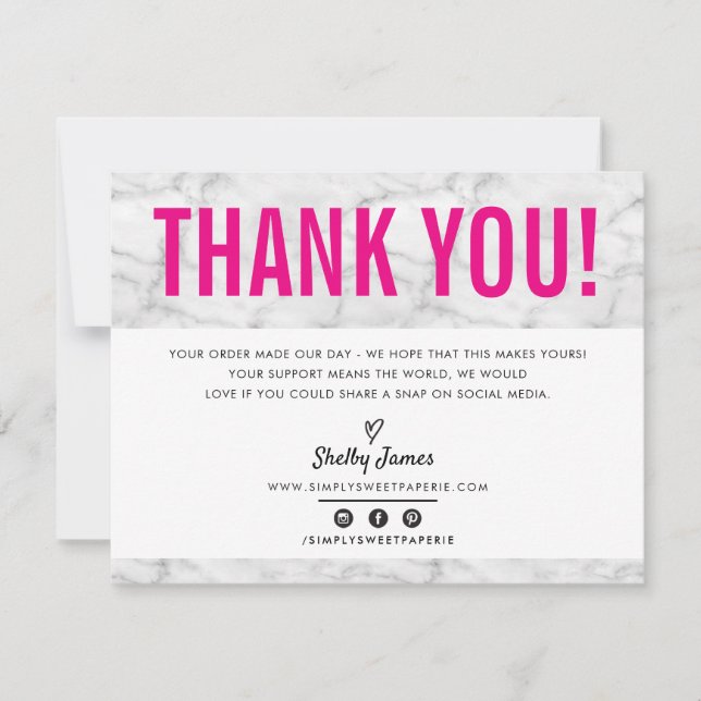 BUSINESS THANK YOU chic modern grey hot pink LOGO (Front)