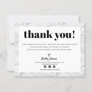 BUSINESS THANK YOU chic modern grey marble LOGO Card