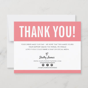 BUSINESS THANK YOU chic modern pretty coral LOGO Card