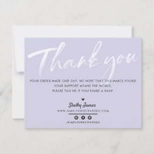BUSINESS THANK YOU chic modern purple white ink Card