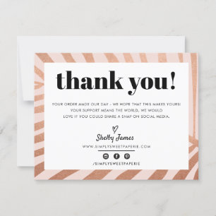 BUSINESS THANK YOU chic modernrose gold pink palm Card