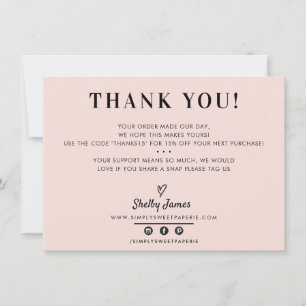 BUSINESS THANK YOU chic simple modern blush pink