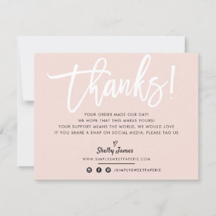 BUSINESS THANK YOU chic white script blush pink