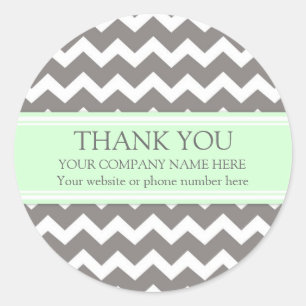 Business Thank You Company Name Mint Grey Chevron Classic Round Sticker