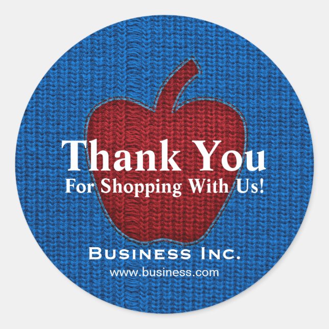 Business Thank You Cuddly Apple Red Classic Round Sticker (Front)
