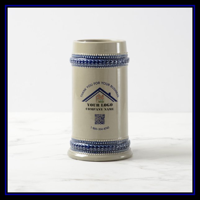 Business Thank You Custom Logo QR Code    Beer Stein (Creator Uploaded)