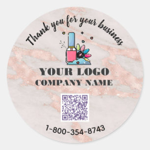 Business Thank You Custom Logo QR Code    Classic Round Sticker