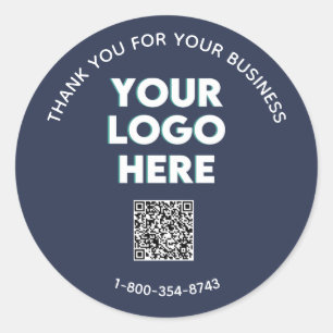 Business Thank You Custom Logo QR Code    Classic Round Sticker
