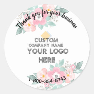 Business Thank You Custom Logo QR Code    Classic Round Sticker
