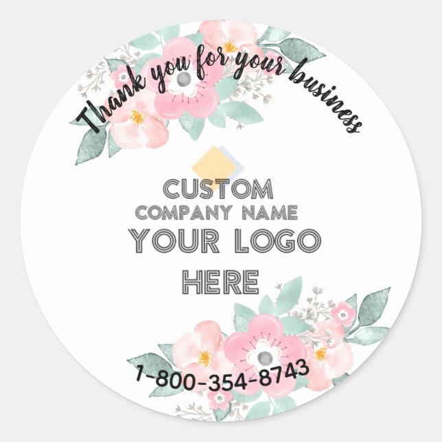 Business Thank You Custom Logo QR Code    Classic Round Sticker (Front)