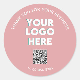 Business Thank You Custom Logo QR Code    Classic Round Sticker