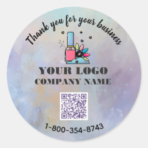 Business Thank You Custom Logo QR Code    Classic Round Sticker