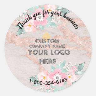 Business Thank You Custom Logo QR Code Classic Round Sticker