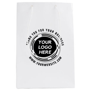 Business Thank You Custom Logo Round Medium Gift Bag