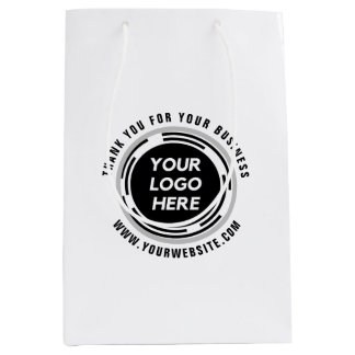 Business Thank You Custom Logo Round Medium Gift Bag