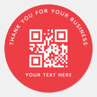 Business Thank You Custom QR Code Red Classic Round Sticker