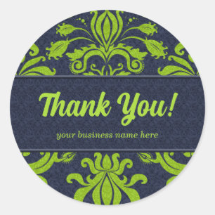 Business Thank You Customized Green Classic Round Sticker