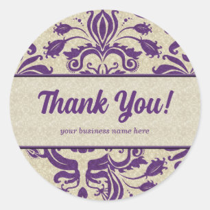 Business Thank You Customized Purple Classic Round Sticker