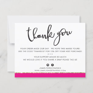 BUSINESS THANK YOU cute elegant pink gold glitter Card