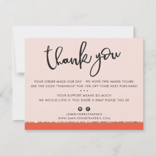 BUSINESS THANK YOU cute elegant pink orange gold Card