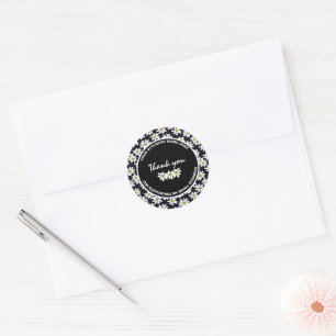 Business Thank You Daisy Floral Classic Round Sticker