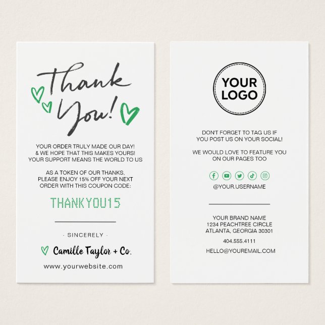Business Thank You & Discount Code Card | Modern  (Front & Back)