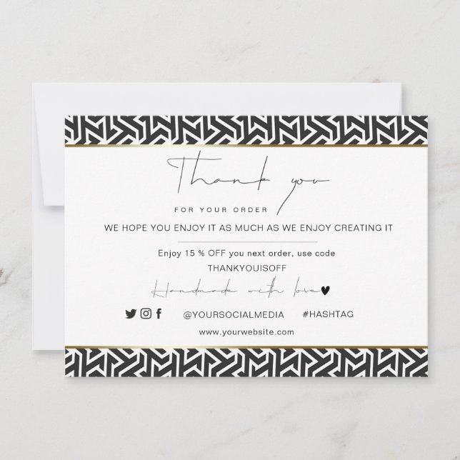Business Thank You Elegant Black Gold Logo (Front)