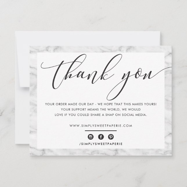 BUSINESS THANK YOU elegant black grey marble LOGO (Front)
