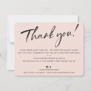 BUSINESS THANK YOU elegant watercolor ink blush Card