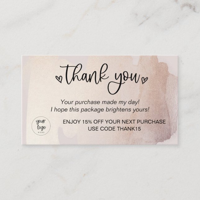 Business Thank You For Order Insert Gold Blush (Front)